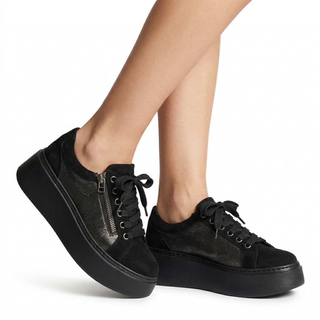 ДАМСКИ ОБУВКИ LUSI BLACK VELUR / EFEKT