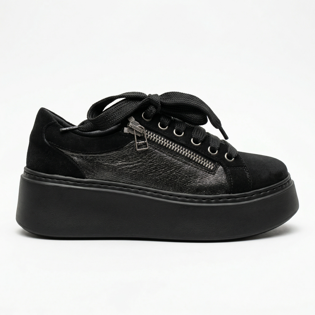 ДАМСКИ ОБУВКИ LUSI BLACK VELUR / EFEKT